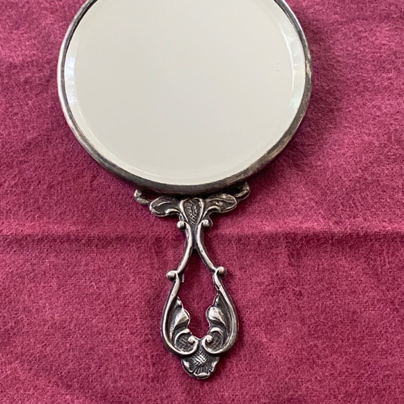 Vintage Portrait of Woman Silverplate Hand Mirror - Picture 3 of 7